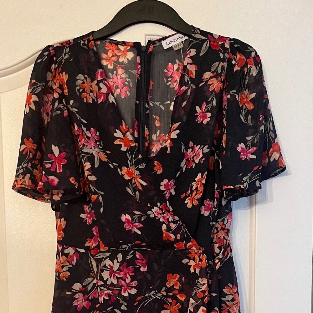 Calvin Klein floral wrap dress